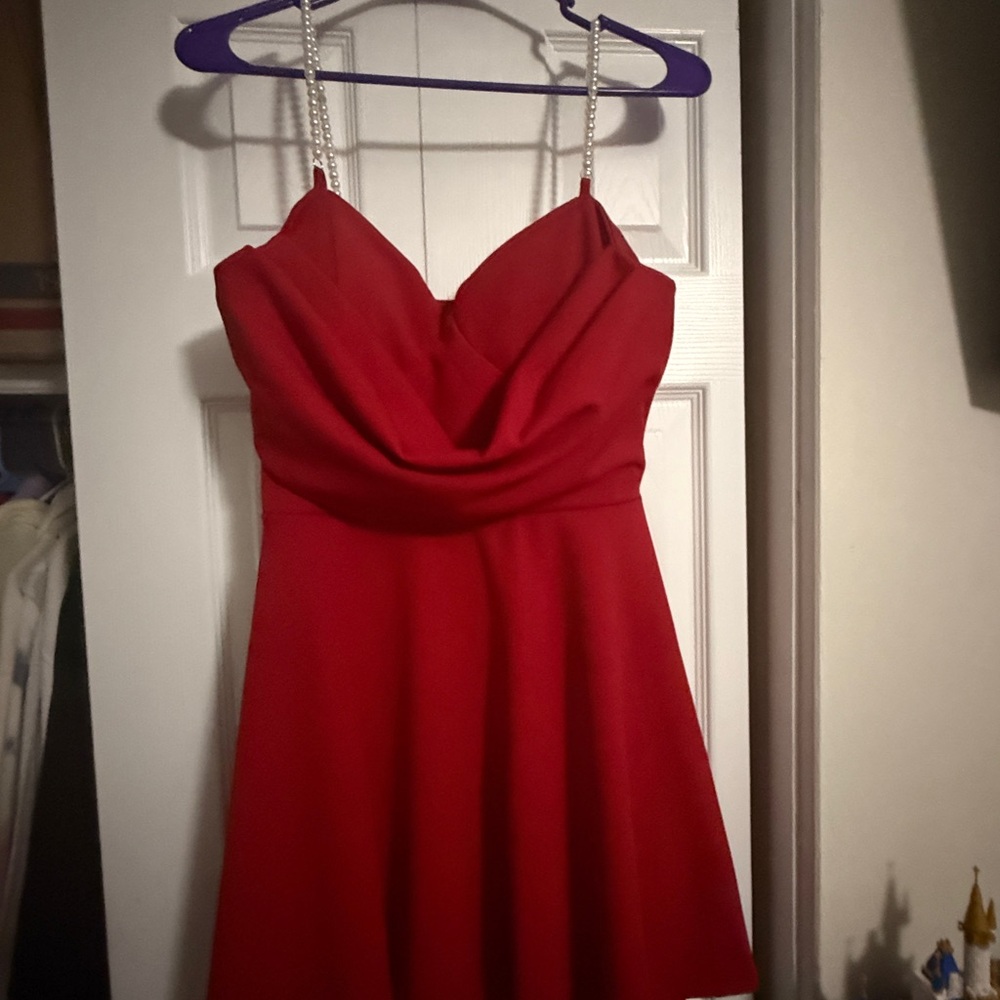Fashion Nova Red Mini Dress with Chain Straps